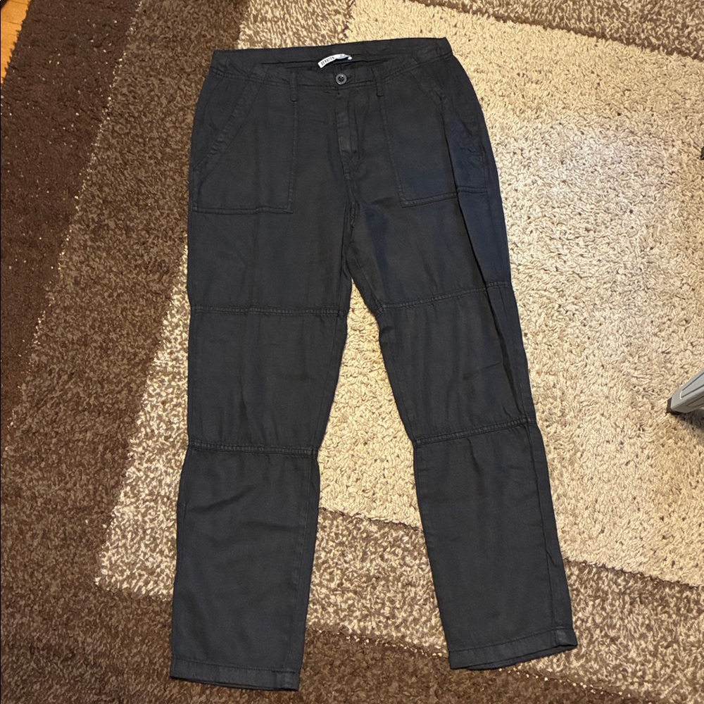 Devoted Elegant Charcoal Cotton/Telcel Straight Leg Pants